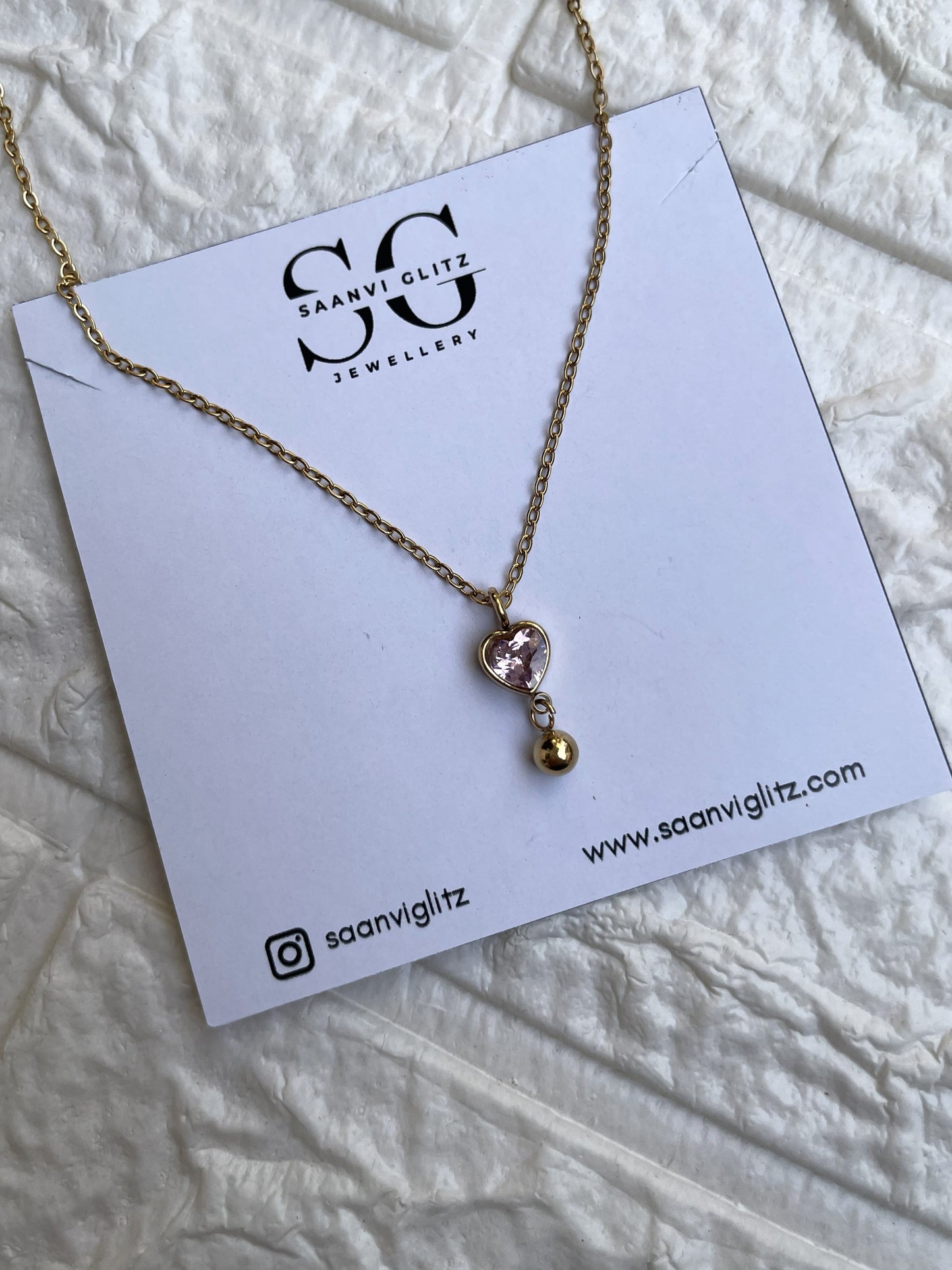 Golden Heart Drop Necklace