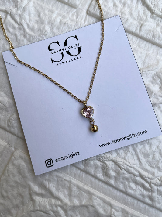 Golden Heart Drop Necklace