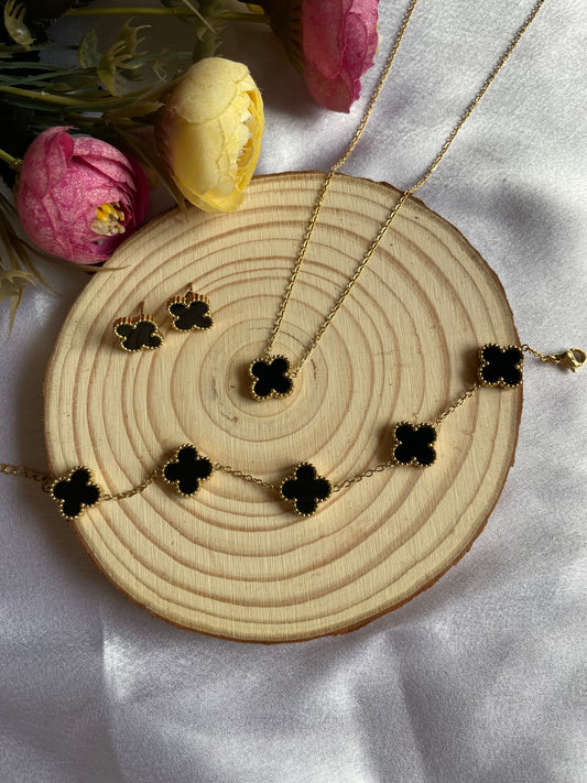 Clover Necklace Set-Black