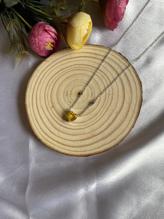 Diamond Heart Necklace-Yellow