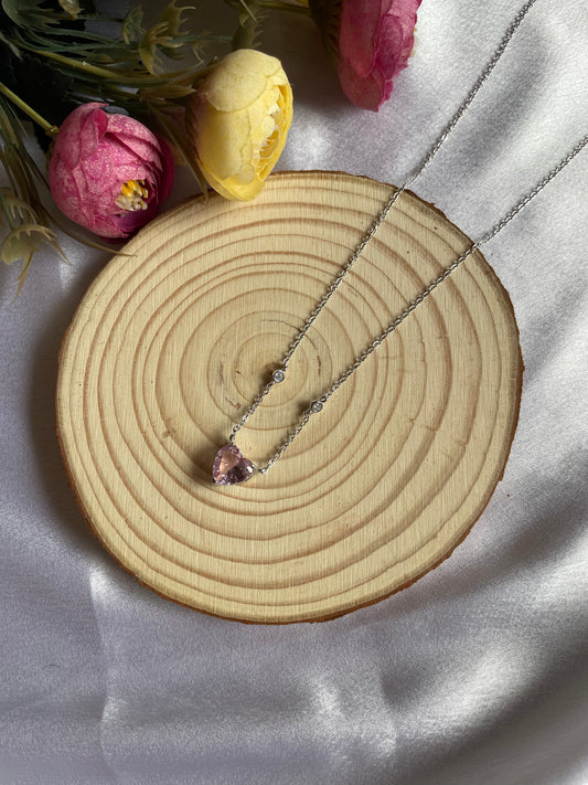 Diamond Heart Necklace-Pink