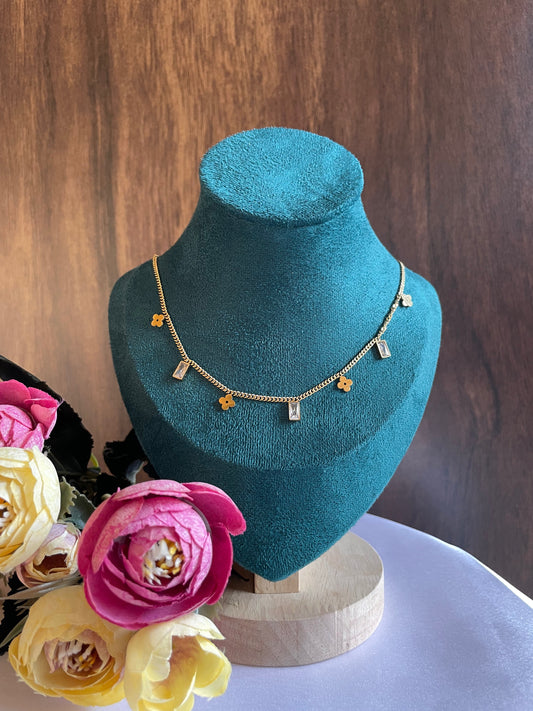 White Square Diamond Necklace