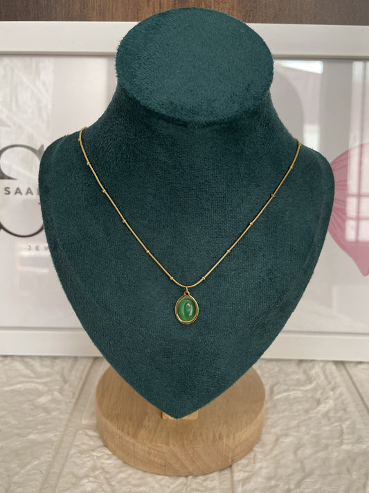 Green Oval Stone Necklace