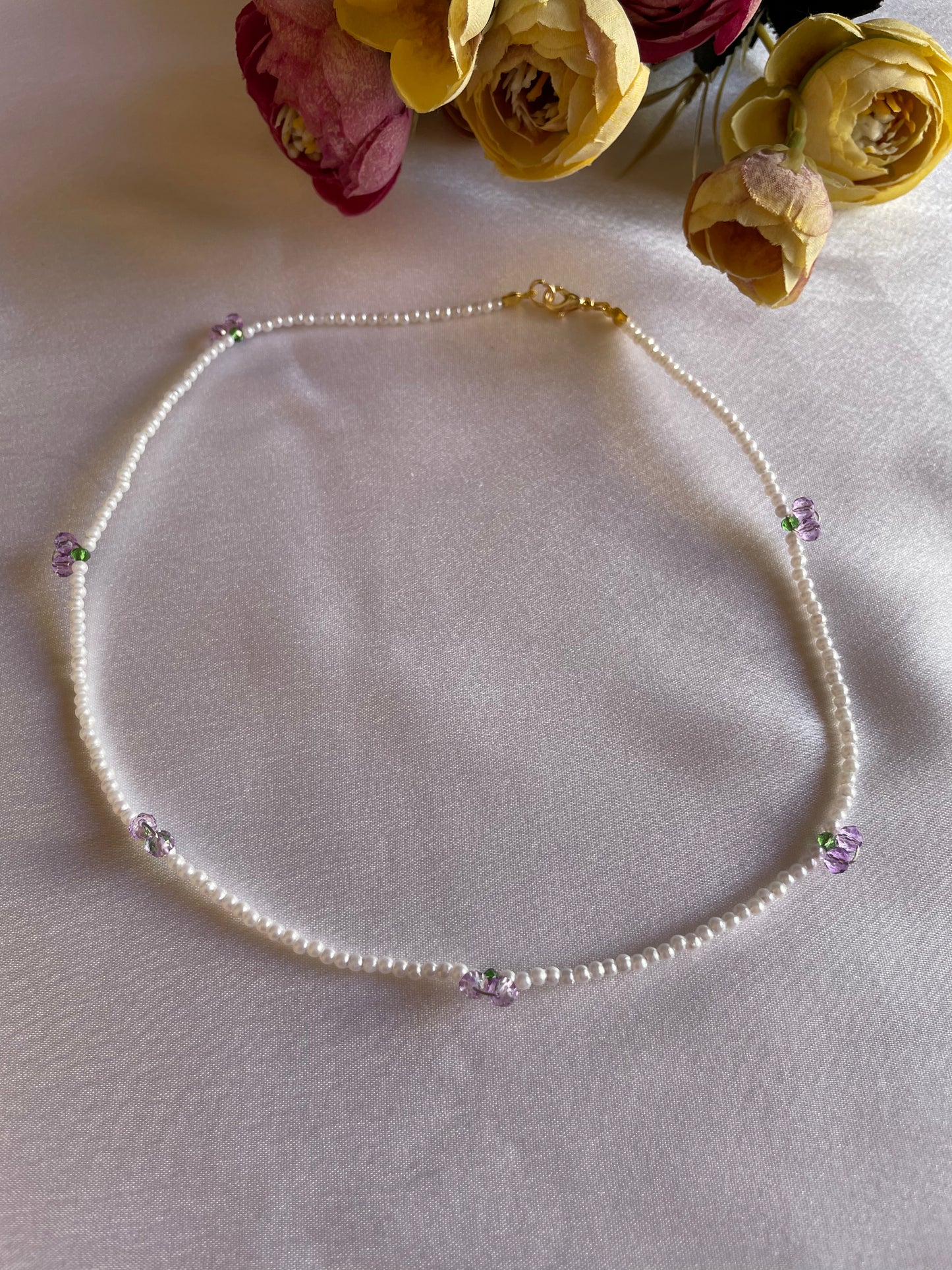 Cherry Pearl Necklace-Purple