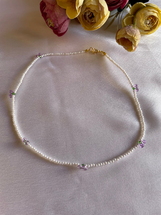 Cherry Pearl Necklace-Purple