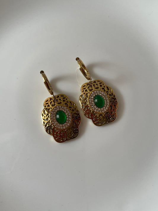 Aurevane Emerald Filigree Earrings