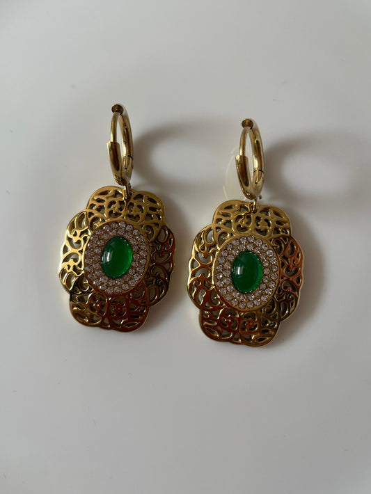 Aurevane Emerald Filigree Earrings