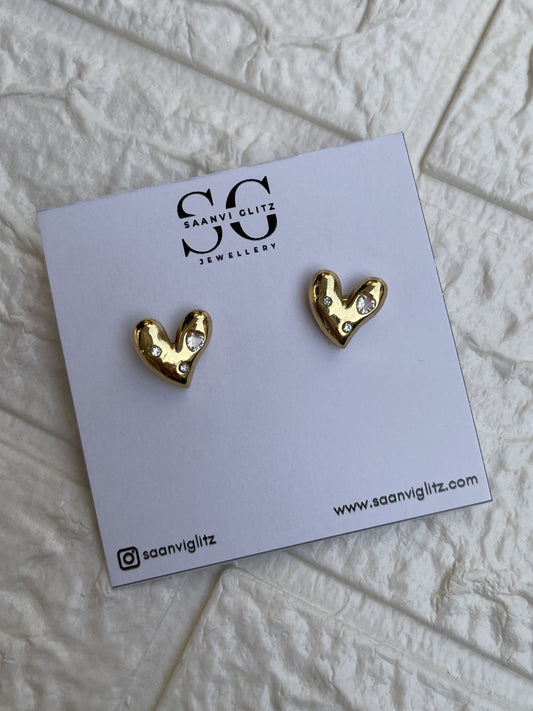 Mini Gold Heart Studs-Earrings
