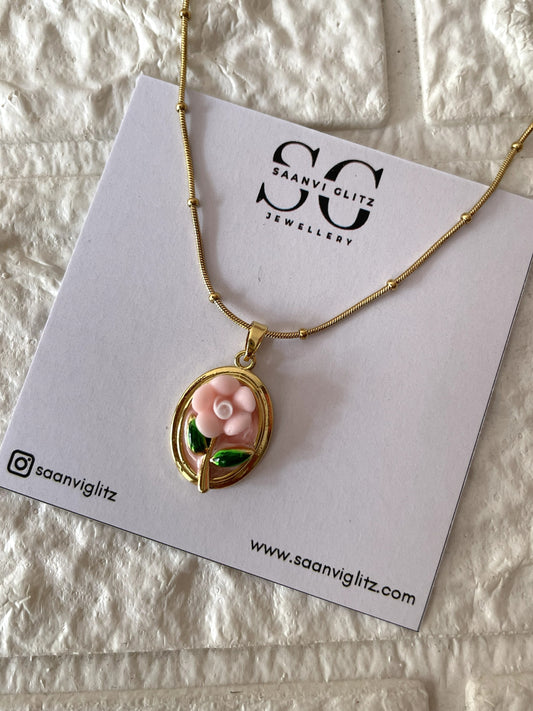 Petal Grace Necklace-Pink