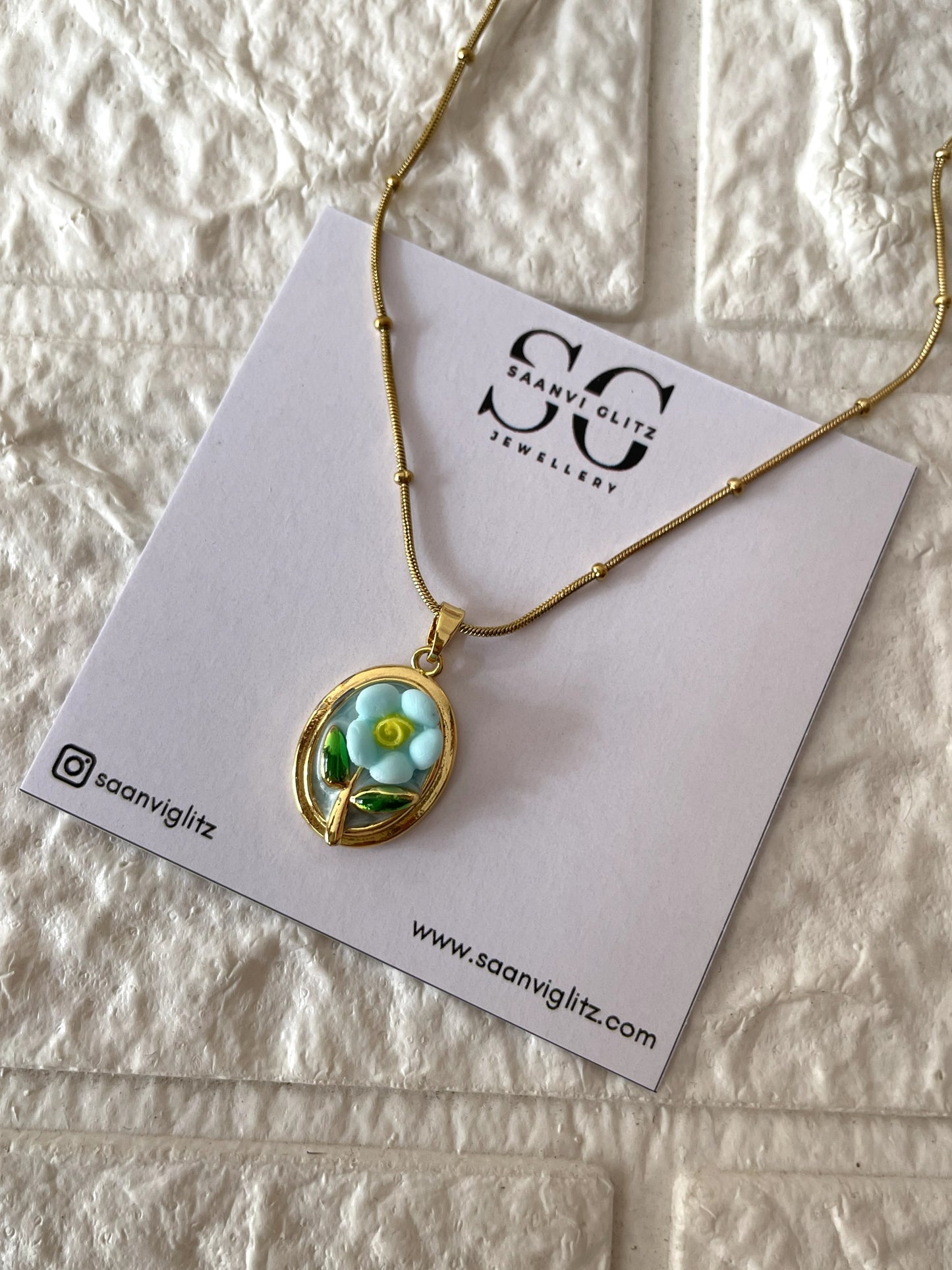 Petal Grace Necklace-Turquoise