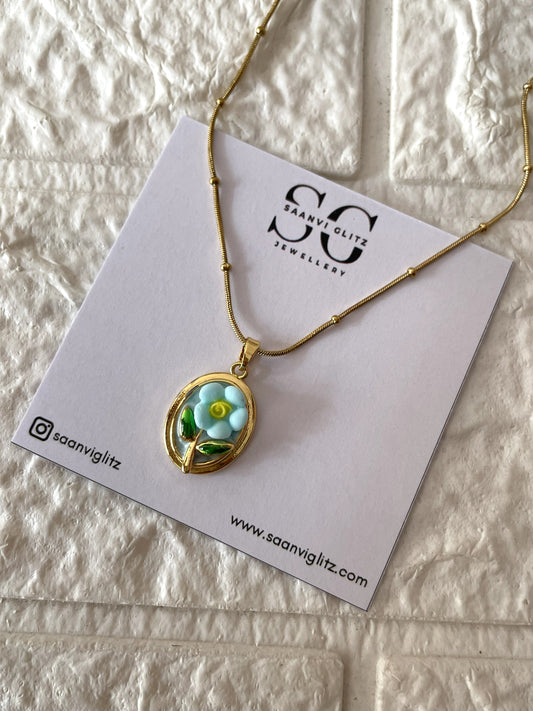 Petal Grace Necklace-Turquoise