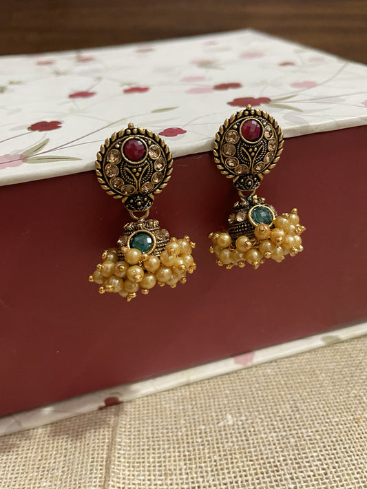 Rajkumari Antique Pearl Jhumki