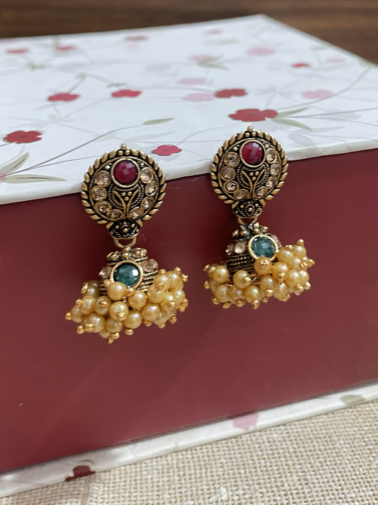 Rajkumari Antique Pearl Jhumki