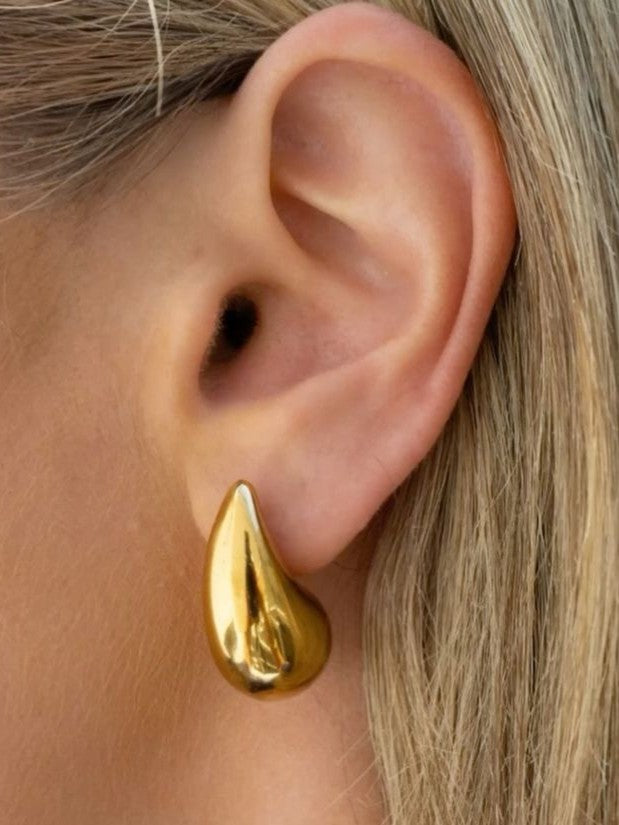Tear Drop Earrings-Golden