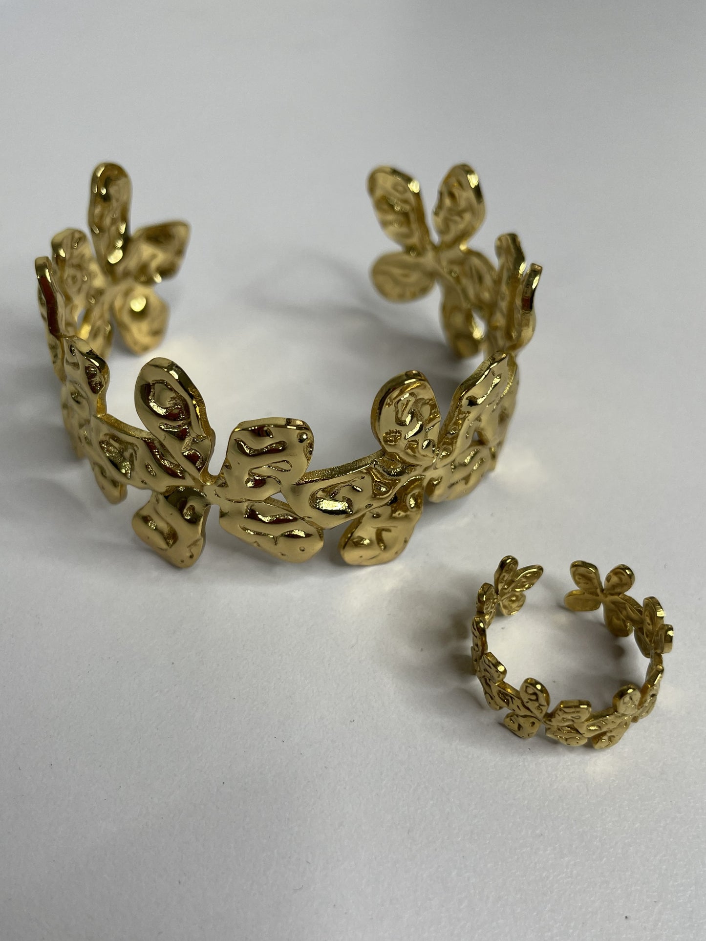Aurora Leaf Bracelet with Ring