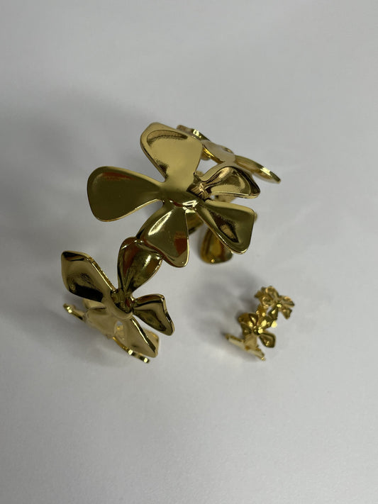 Golden Bloom Duo Bracelet with Ring