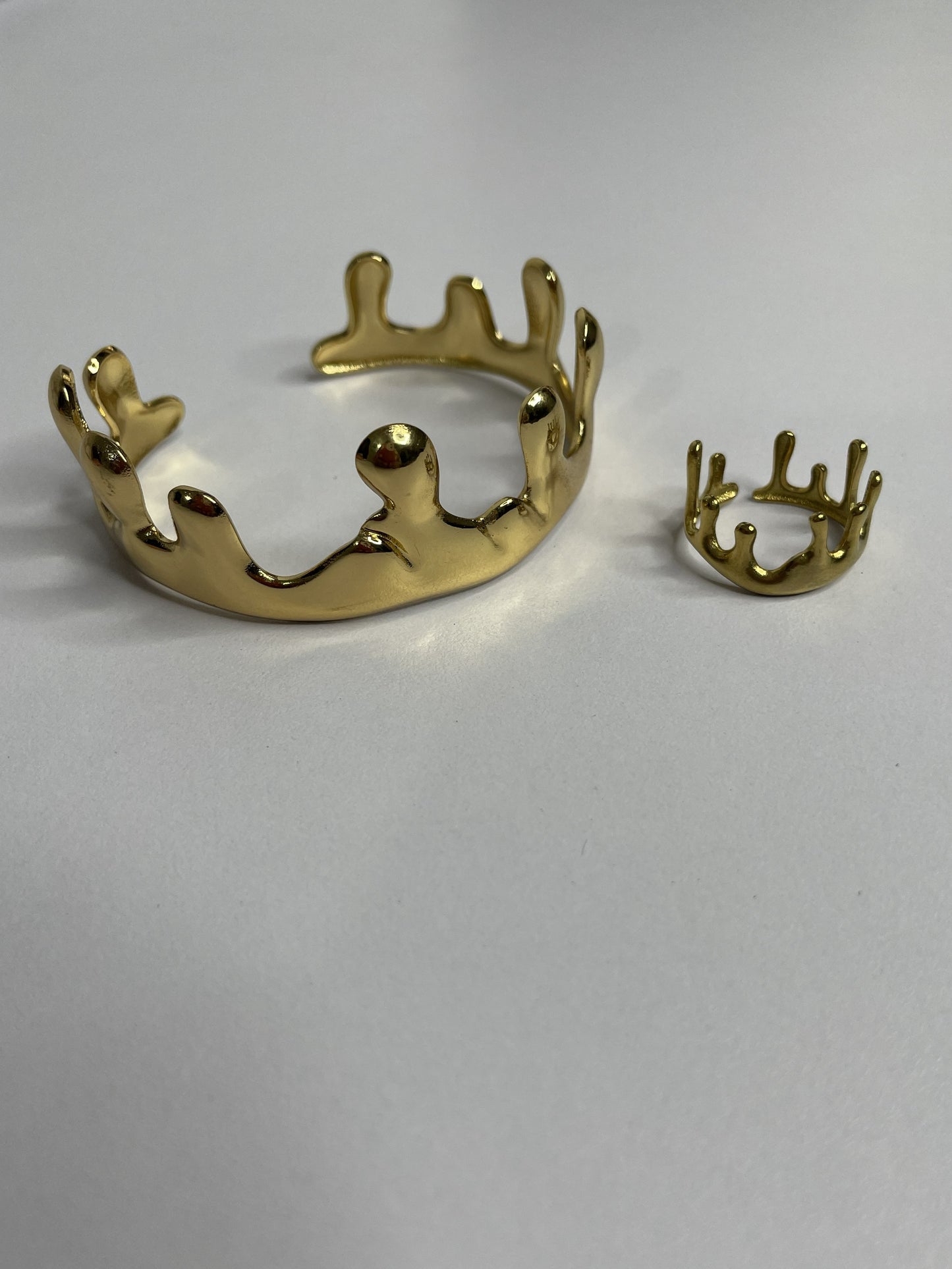 Melted Gold Bracelet with Ring