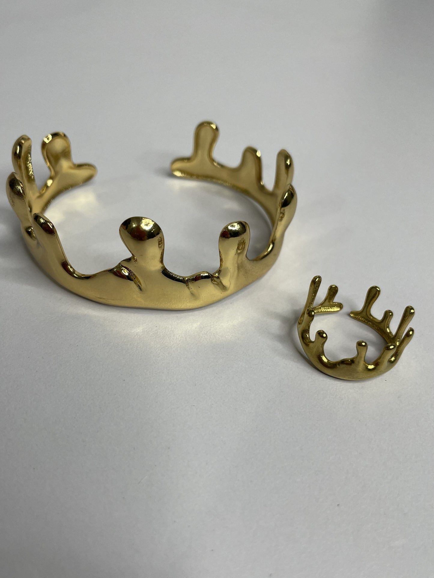 Melted Gold Bracelet with Ring